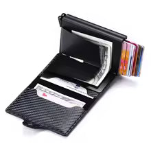 VYON Signature™ — Personalized Carbon Fiber Pop-Up Wallet (RFID · 12 Cards)