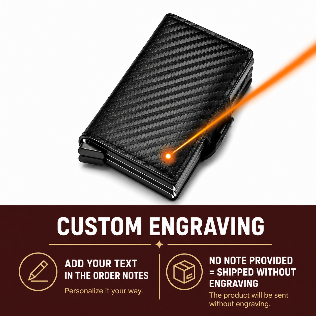 VYON Signature™ — Personalized Carbon Fiber Pop-Up Wallet (RFID · 12 Cards)